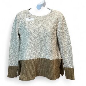 L.L. Bean Signature Colorblock Sweater Gray Brown Women's Small